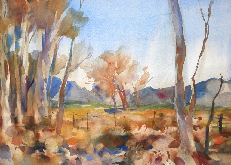 Winter Cottonwoods along the Front Range 
2026   &frac14; Sheet
Art approx: 10.5 x14.5&rdquo;
Frame/Mat: 16x20&rdquo;